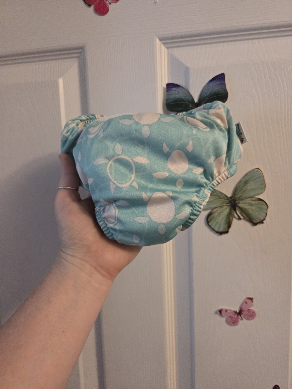 Green Sprouts reusable swim diaper 24 months blue turtle pattern
